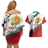 Personalized Bulgaria Liberation Day Couples Matching Off Shoulder Short Dress and Hawaiian Shirt Happy 3rd March Shipka Monument Curve Flag