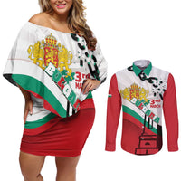 Personalized Bulgaria Liberation Day Couples Matching Off Shoulder Short Dress and Long Sleeve Button Shirt Happy 3rd March Shipka Monument Curve Flag