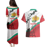 Personalized Bulgaria Liberation Day Couples Matching Puletasi and Hawaiian Shirt Happy 3rd March Shipka Monument Curve Flag
