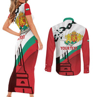 Personalized Bulgaria Liberation Day Couples Matching Short Sleeve Bodycon Dress and Long Sleeve Button Shirt Happy 3rd March Shipka Monument Curve Flag