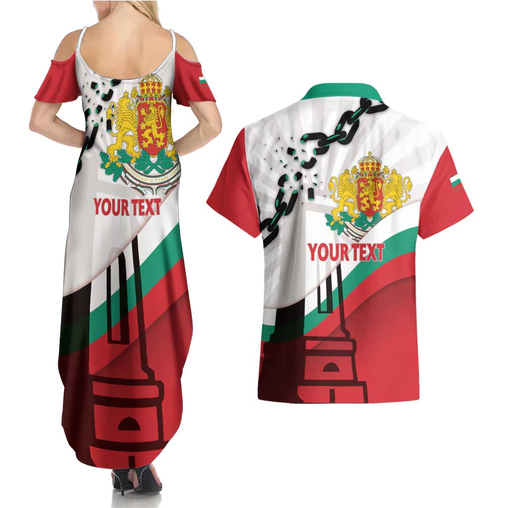 Personalized Bulgaria Liberation Day Couples Matching Summer Maxi Dress and Hawaiian Shirt Happy 3rd March Shipka Monument Curve Flag