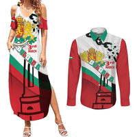 Personalized Bulgaria Liberation Day Couples Matching Summer Maxi Dress and Long Sleeve Button Shirt Happy 3rd March Shipka Monument Curve Flag