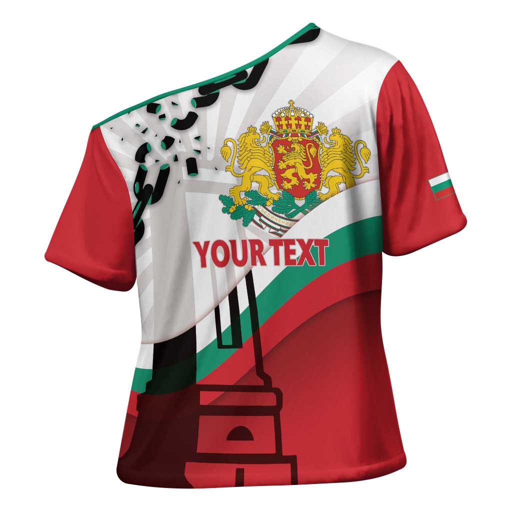 Personalized Bulgaria Liberation Day Cross Shoulder Shirt Happy 3rd March Shipka Monument Curve Flag