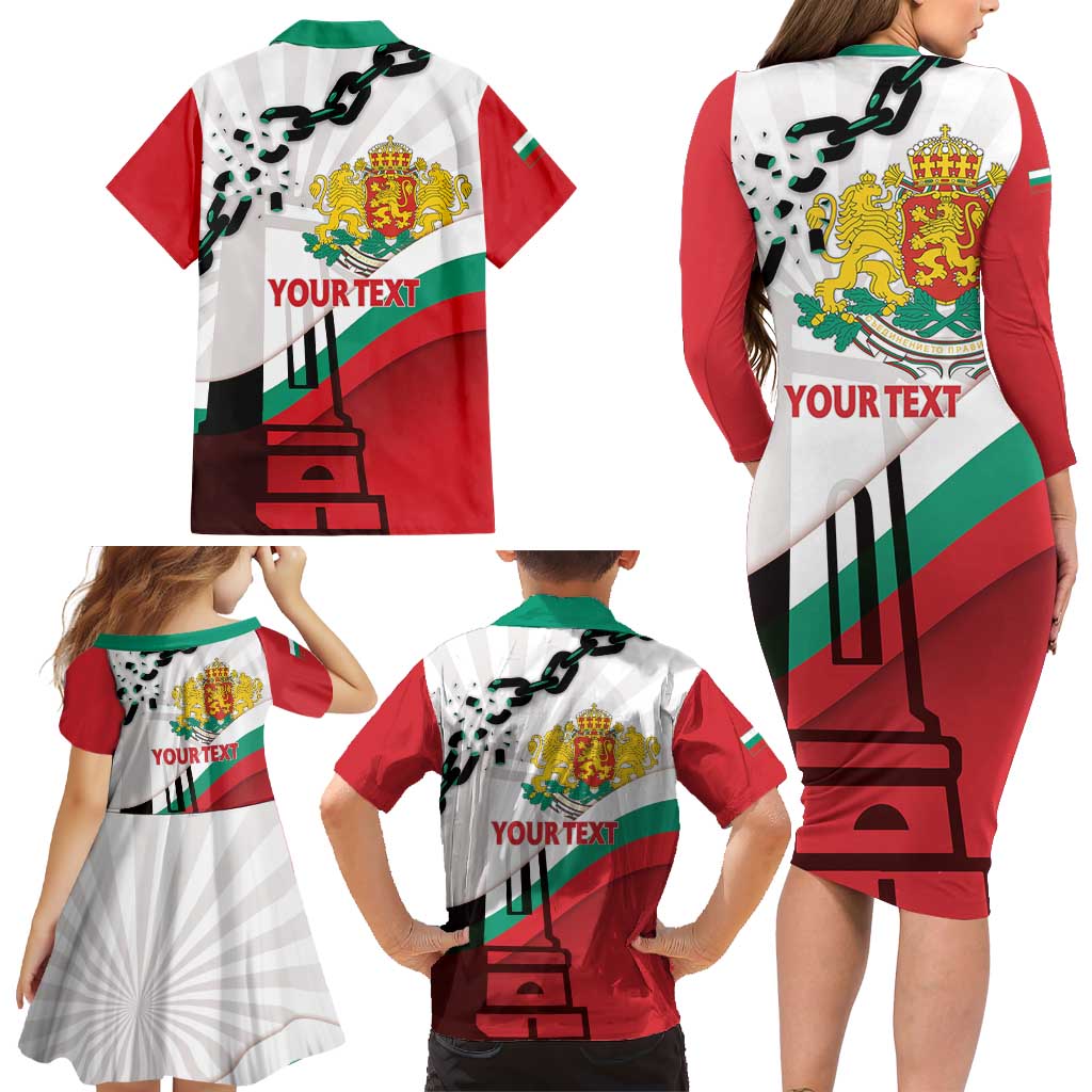 Personalized Bulgaria Liberation Day Family Matching Long Sleeve Bodycon Dress and Hawaiian Shirt Happy 3rd March Shipka Monument Curve Flag