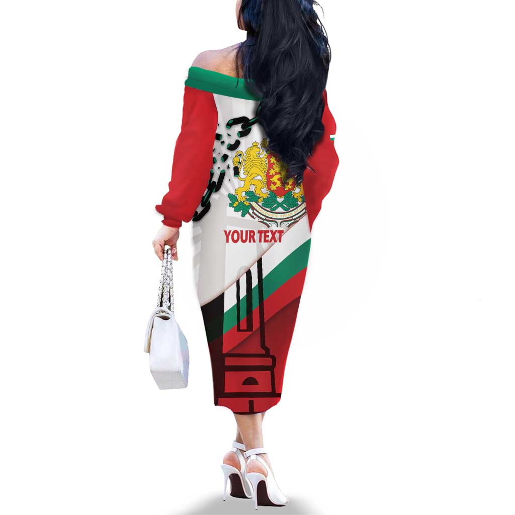 Personalized Bulgaria Liberation Day Family Matching Off The Shoulder Long Sleeve Dress and Hawaiian Shirt Happy 3rd March Shipka Monument Curve Flag