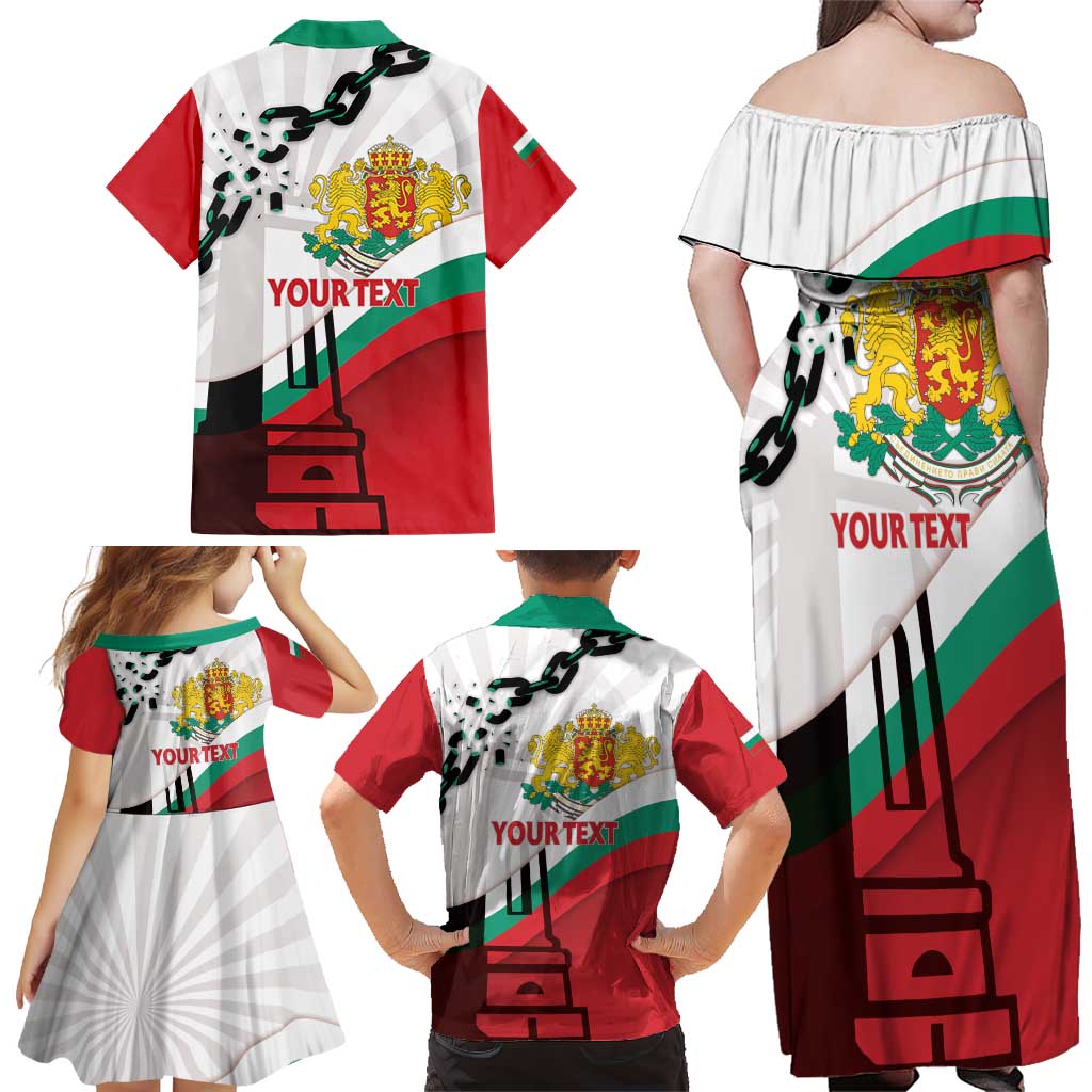Personalized Bulgaria Liberation Day Family Matching Off Shoulder Maxi Dress and Hawaiian Shirt Happy 3rd March Shipka Monument Curve Flag