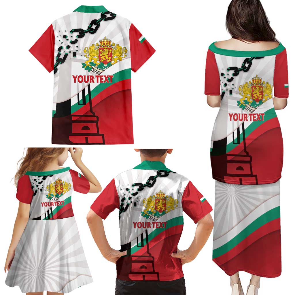 Personalized Bulgaria Liberation Day Family Matching Puletasi and Hawaiian Shirt Happy 3rd March Shipka Monument Curve Flag