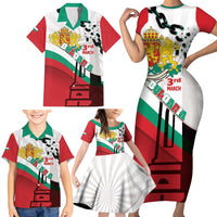 Personalized Bulgaria Liberation Day Family Matching Short Sleeve Bodycon Dress and Hawaiian Shirt Happy 3rd March Shipka Monument Curve Flag
