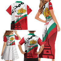 Personalized Bulgaria Liberation Day Family Matching Short Sleeve Bodycon Dress and Hawaiian Shirt Happy 3rd March Shipka Monument Curve Flag
