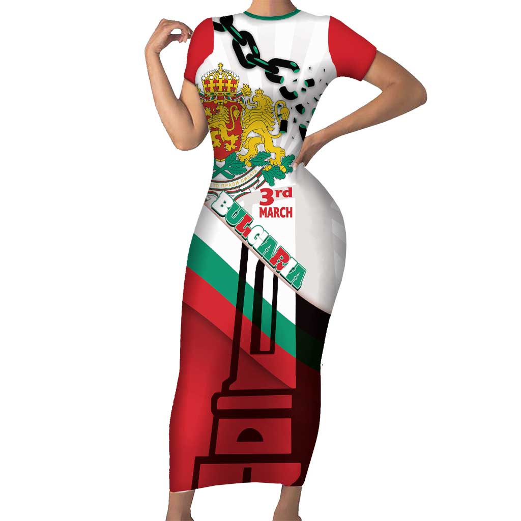 Personalized Bulgaria Liberation Day Family Matching Short Sleeve Bodycon Dress and Hawaiian Shirt Happy 3rd March Shipka Monument Curve Flag
