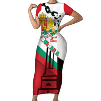 Personalized Bulgaria Liberation Day Family Matching Short Sleeve Bodycon Dress and Hawaiian Shirt Happy 3rd March Shipka Monument Curve Flag