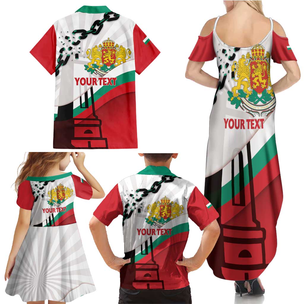 Personalized Bulgaria Liberation Day Family Matching Summer Maxi Dress and Hawaiian Shirt Happy 3rd March Shipka Monument Curve Flag