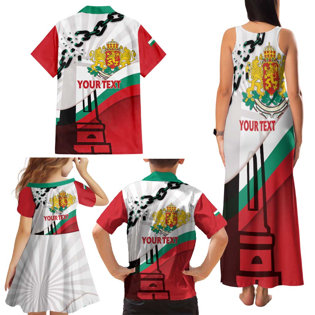Personalized Bulgaria Liberation Day Family Matching Tank Maxi Dress and Hawaiian Shirt Happy 3rd March Shipka Monument Curve Flag