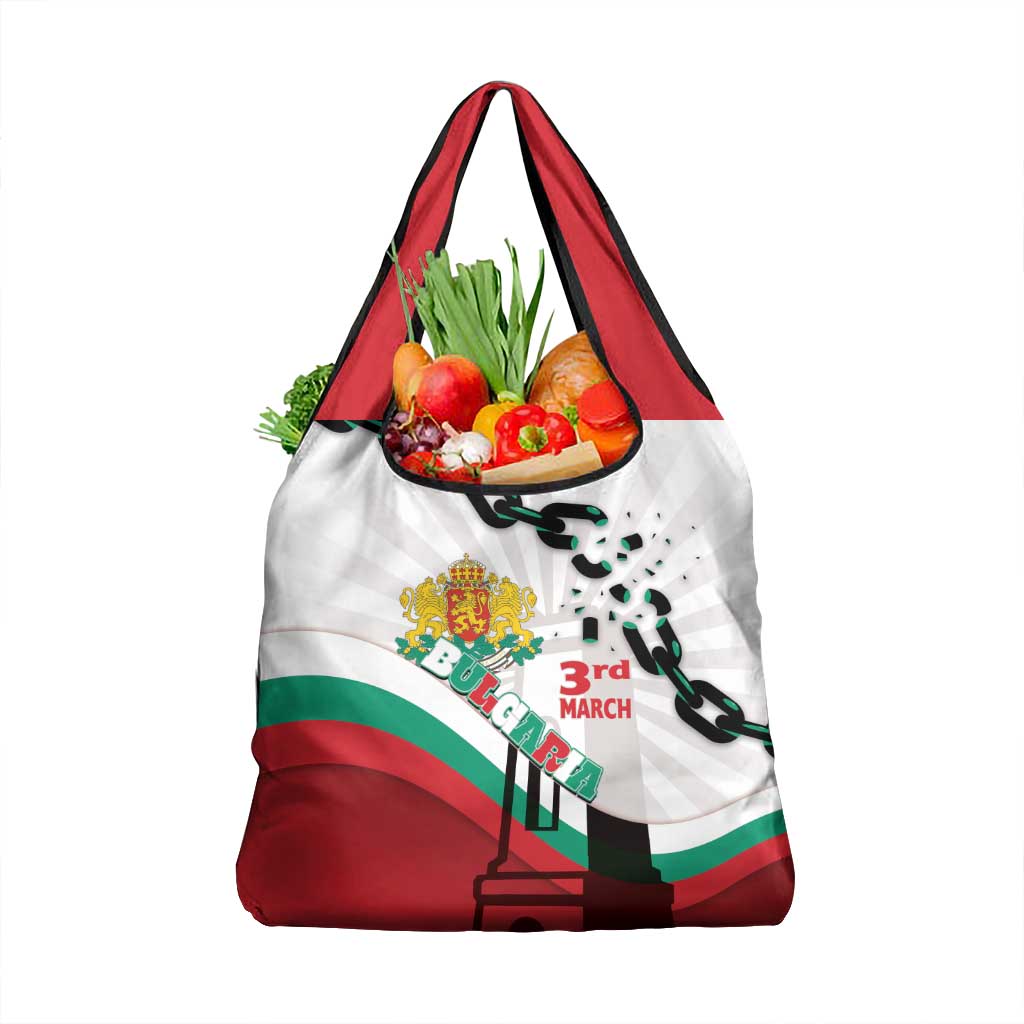 Bulgaria Liberation Day Grocery Bag Happy 3rd March Shipka Monument Curve Flag