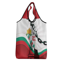 Bulgaria Liberation Day Grocery Bag Happy 3rd March Shipka Monument Curve Flag