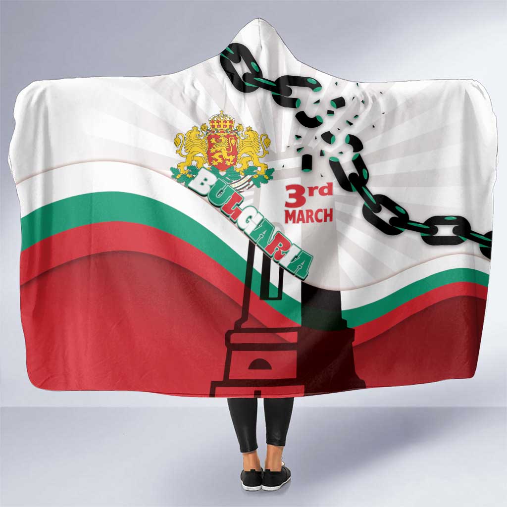 Bulgaria Liberation Day Hooded Blanket Happy 3rd March Shipka Monument Curve Flag