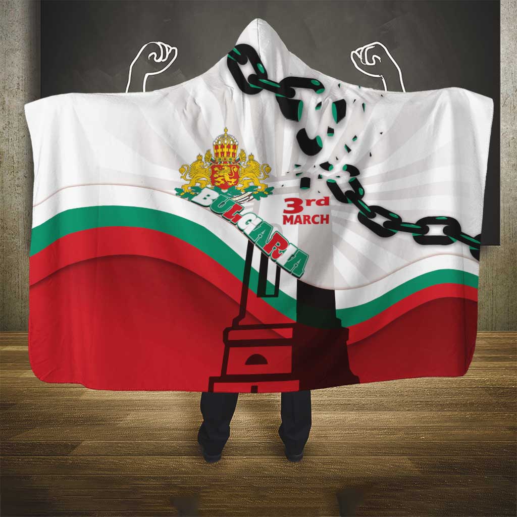 Bulgaria Liberation Day Hooded Blanket Happy 3rd March Shipka Monument Curve Flag