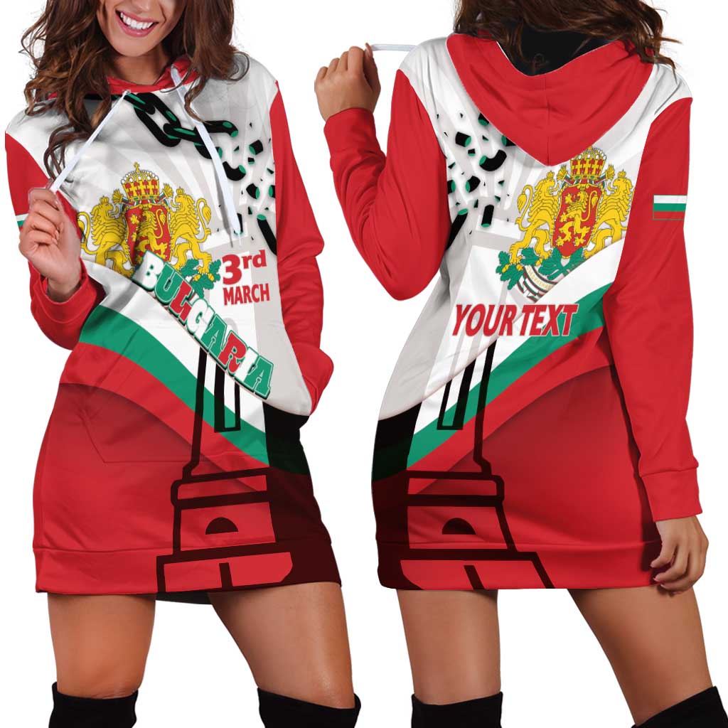 Personalized Bulgaria Liberation Day Hoodie Dress Happy 3rd March Shipka Monument Curve Flag