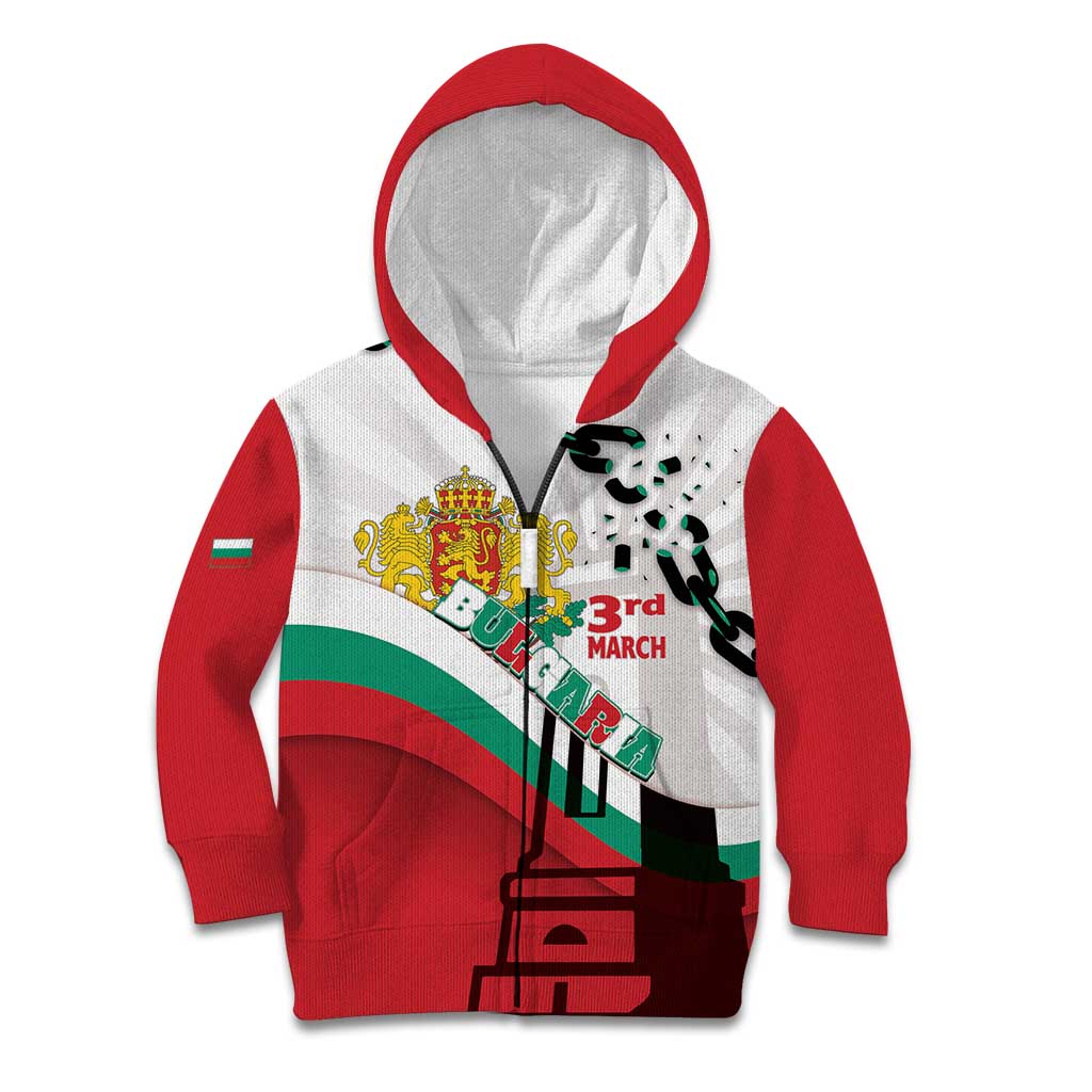 Personalized Bulgaria Liberation Day Kid Hoodie Happy 3rd March Shipka Monument Curve Flag