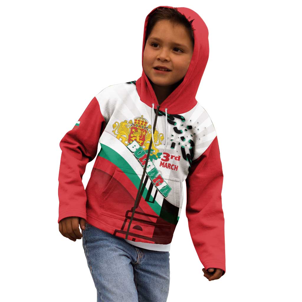 Personalized Bulgaria Liberation Day Kid Hoodie Happy 3rd March Shipka Monument Curve Flag