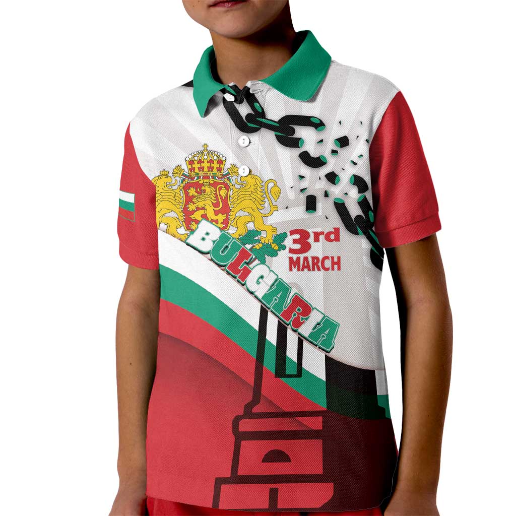 Personalized Bulgaria Liberation Day Kid Polo Shirt Happy 3rd March Shipka Monument Curve Flag