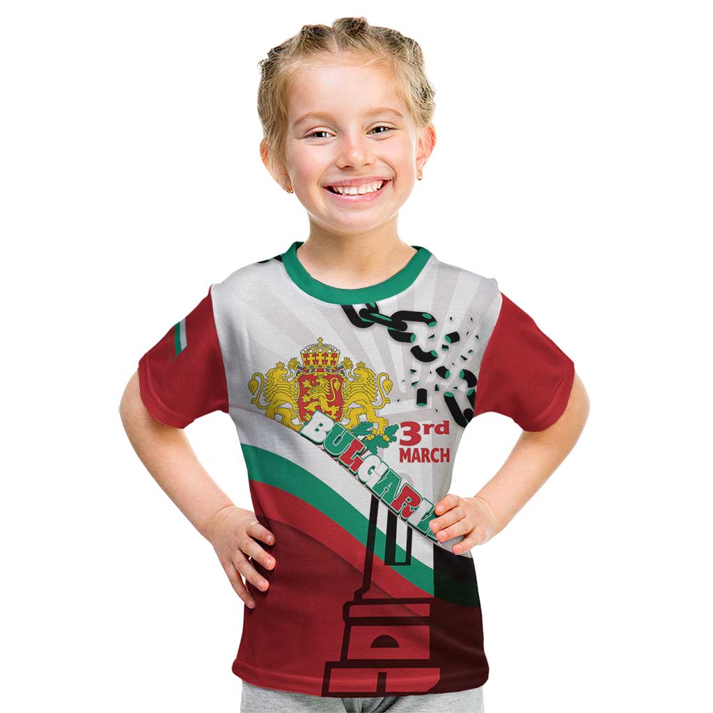 Personalized Bulgaria Liberation Day Kid T Shirt Happy 3rd March Shipka Monument Curve Flag