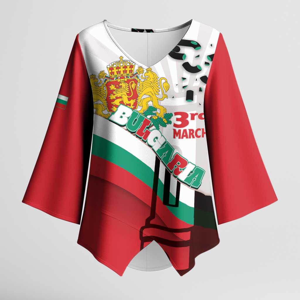 Personalized Bulgaria Liberation Day Kimono Sleeve Blouse Happy 3rd March Shipka Monument Curve Flag