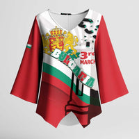 Personalized Bulgaria Liberation Day Kimono Sleeve Blouse Happy 3rd March Shipka Monument Curve Flag