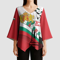 Personalized Bulgaria Liberation Day Kimono Sleeve Blouse Happy 3rd March Shipka Monument Curve Flag