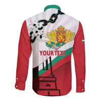 Personalized Bulgaria Liberation Day Long Sleeve Button Shirt Happy 3rd March Shipka Monument Curve Flag