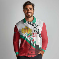 Personalized Bulgaria Liberation Day Long Sleeve Polo Shirt Happy 3rd March Shipka Monument Curve Flag