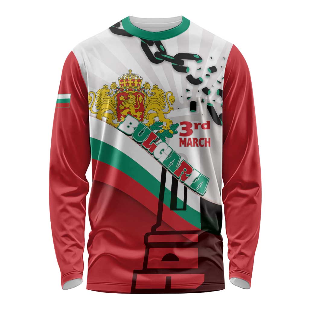 Personalized Bulgaria Liberation Day Long Sleeve Shirt Happy 3rd March Shipka Monument Curve Flag