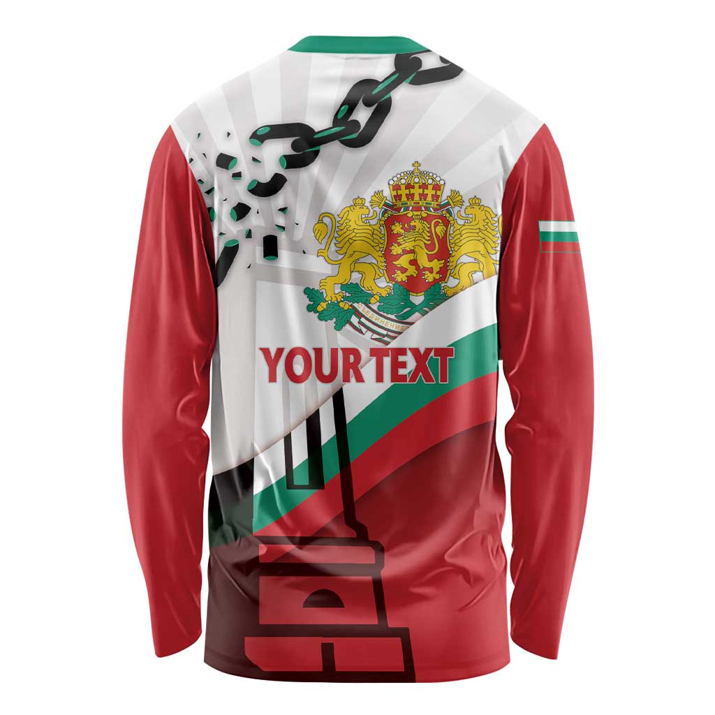Personalized Bulgaria Liberation Day Long Sleeve Shirt Happy 3rd March Shipka Monument Curve Flag