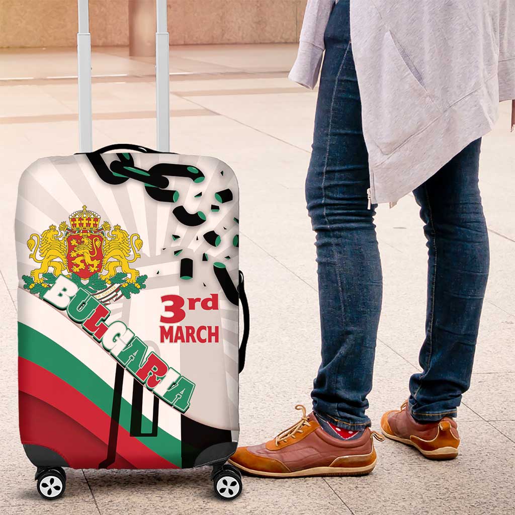 Bulgaria Liberation Day Luggage Cover Happy 3rd March Shipka Monument Curve Flag