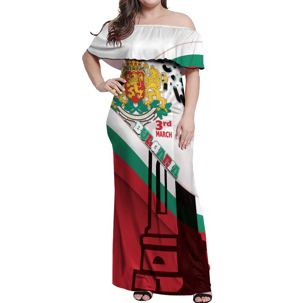 Personalized Bulgaria Liberation Day Off Shoulder Maxi Dress Happy 3rd March Shipka Monument Curve Flag