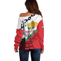 Personalized Bulgaria Liberation Day Off Shoulder Sweater Happy 3rd March Shipka Monument Curve Flag