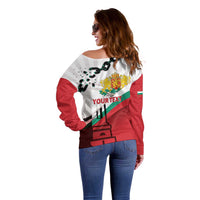 Personalized Bulgaria Liberation Day Off Shoulder Sweater Happy 3rd March Shipka Monument Curve Flag