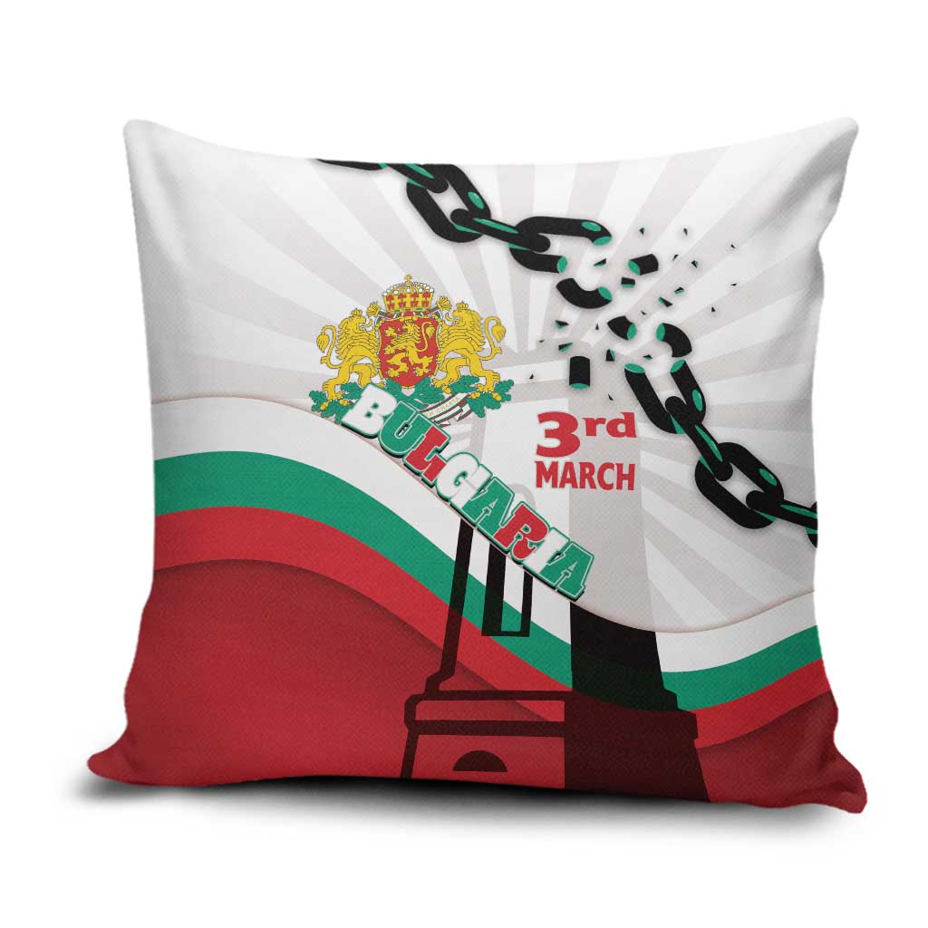 Bulgaria Liberation Day Pillow Cover Happy 3rd March Shipka Monument Curve Flag