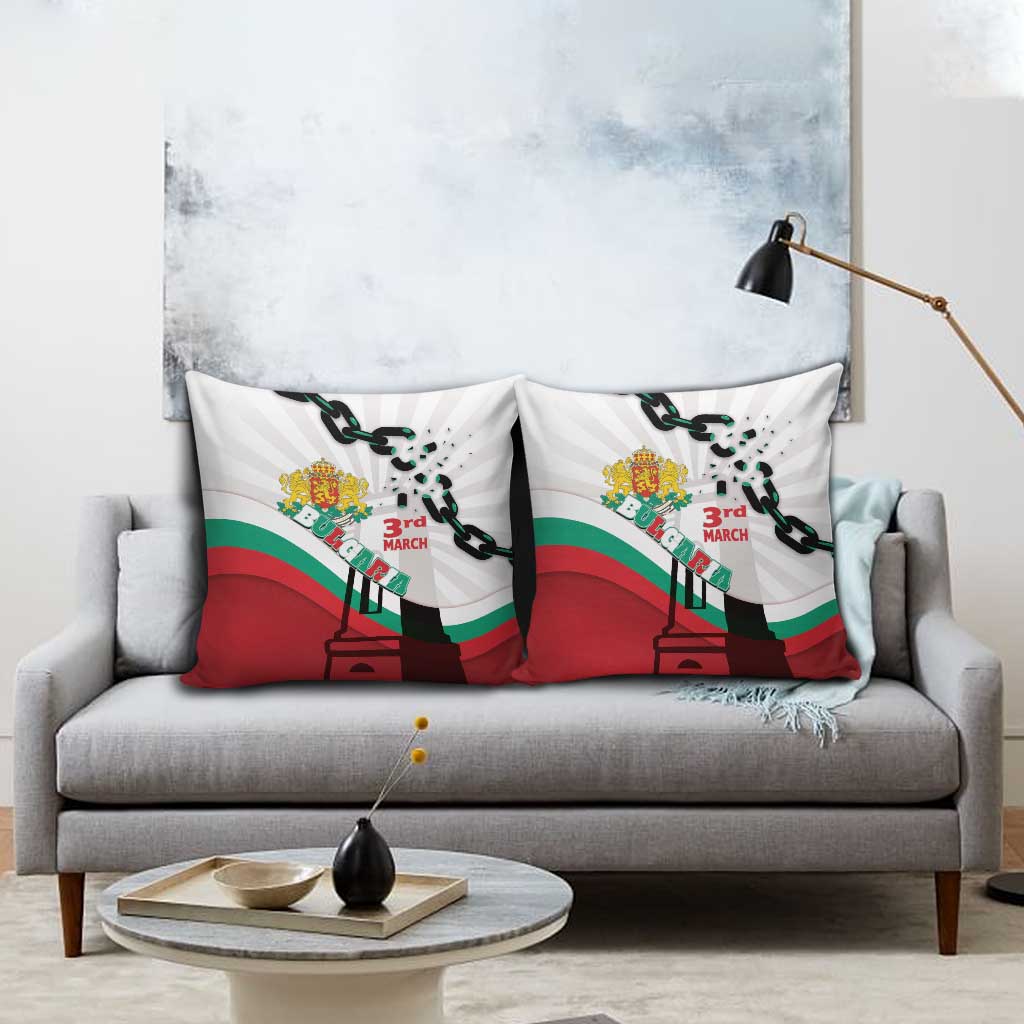 Bulgaria Liberation Day Pillow Cover Happy 3rd March Shipka Monument Curve Flag