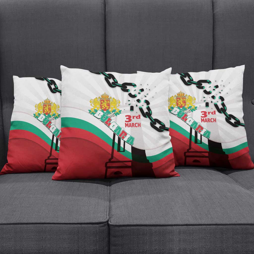 Bulgaria Liberation Day Pillow Cover Happy 3rd March Shipka Monument Curve Flag