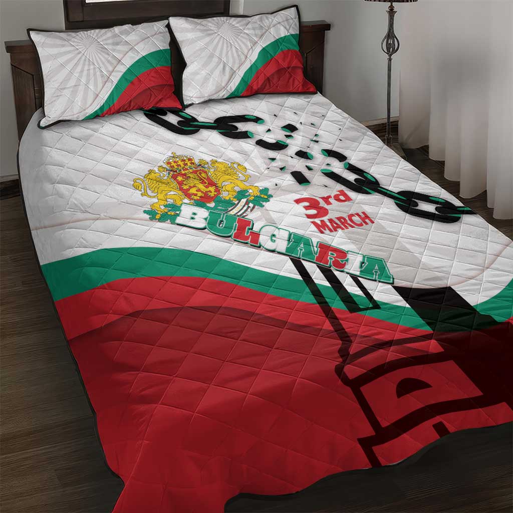 Bulgaria Liberation Day Quilt Bed Set Happy 3rd March Shipka Monument Curve Flag