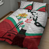 Bulgaria Liberation Day Quilt Bed Set Happy 3rd March Shipka Monument Curve Flag