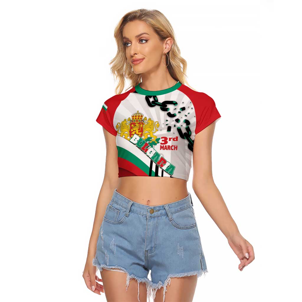 Personalized Bulgaria Liberation Day Raglan Cropped T Shirt Happy 3rd March Shipka Monument Curve Flag