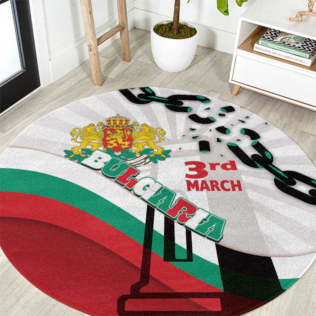Bulgaria Liberation Day Round Carpet Happy 3rd March Shipka Monument Curve Flag
