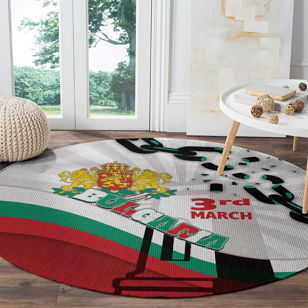 Bulgaria Liberation Day Round Carpet Happy 3rd March Shipka Monument Curve Flag