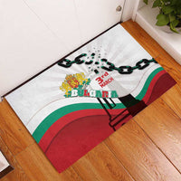 Bulgaria Liberation Day Rubber Doormat Happy 3rd March Shipka Monument Curve Flag