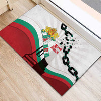 Bulgaria Liberation Day Rubber Doormat Happy 3rd March Shipka Monument Curve Flag