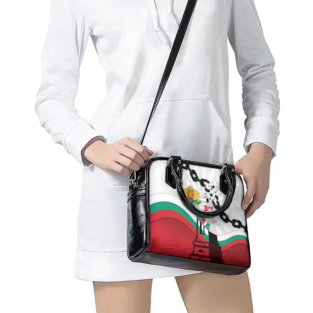 Bulgaria Liberation Day Shoulder Handbag Happy 3rd March Shipka Monument Curve Flag