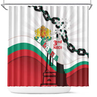 Bulgaria Liberation Day Shower Curtain Happy 3rd March Shipka Monument Curve Flag