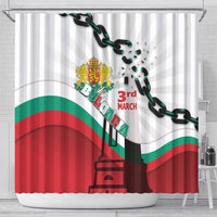 Bulgaria Liberation Day Shower Curtain Happy 3rd March Shipka Monument Curve Flag